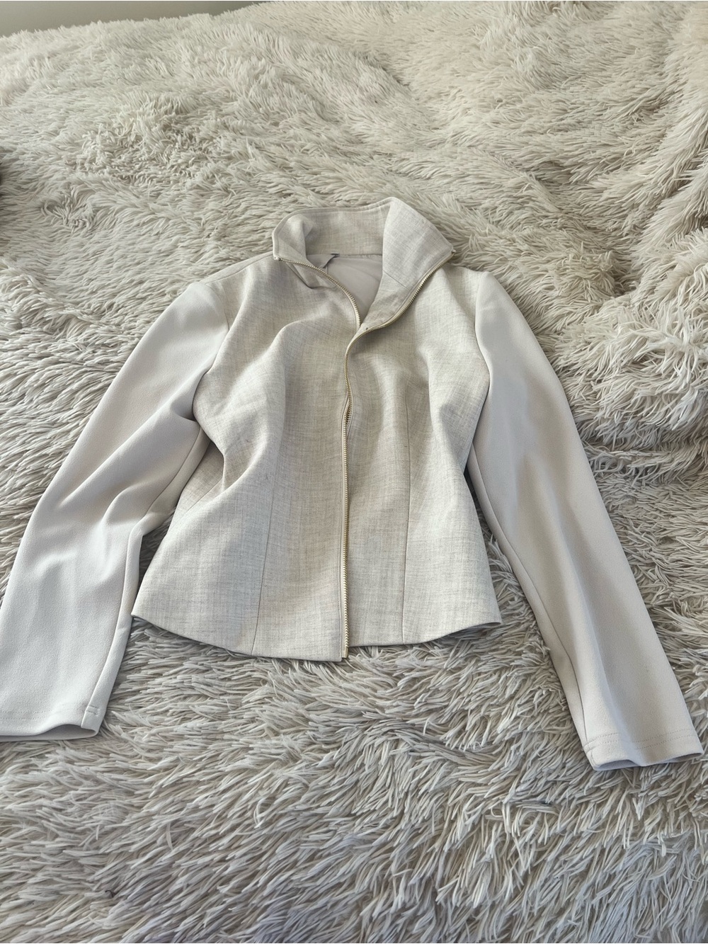 Tailored Light Beige Women's Jacket - Structured Collar